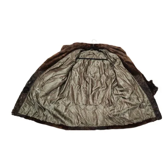 Vintage Natural Sheared Mink & Afghan Karakul Fur Coat Brown Swing Luxury Women - Picture 12 of 16